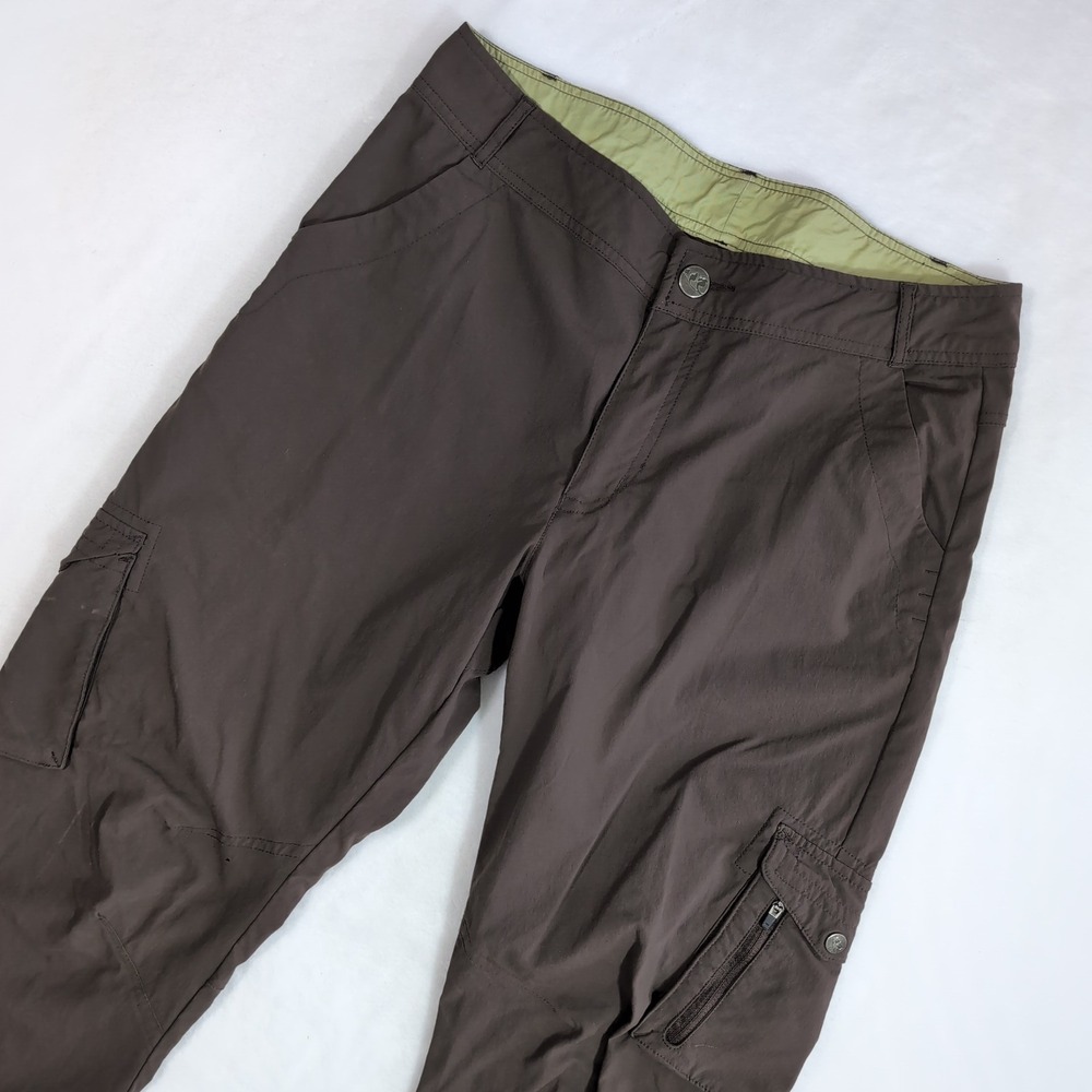 REI Women's Brown Hiking Cargo Pants with Light Green Waistband